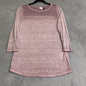 Anthropologie Akemi + Kin Amis Linen Top XS Lattice Embroidered Burn Out Tee